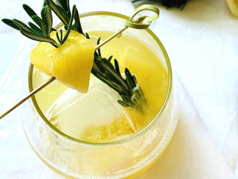 rosemary pineapple tequila fizz cocktail