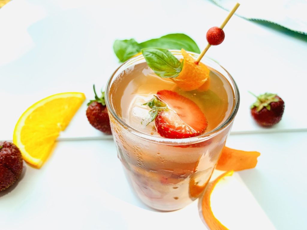 strawberry basil old fashioned