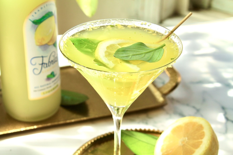 lemon basil vodka martini