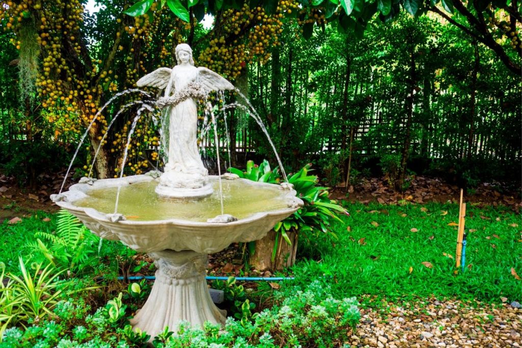 outdoor fountains add drama and calm