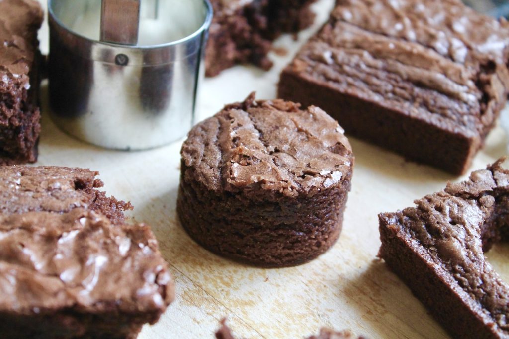 cut out brownies for spooky spider bites