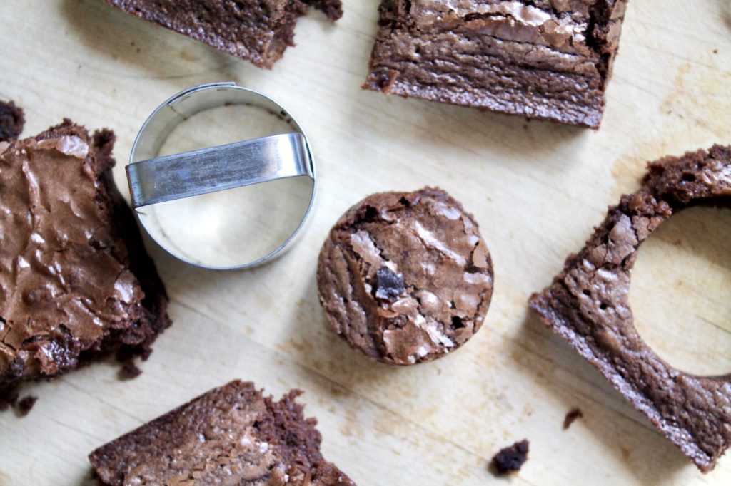 cut out brownies for spooky spider bites