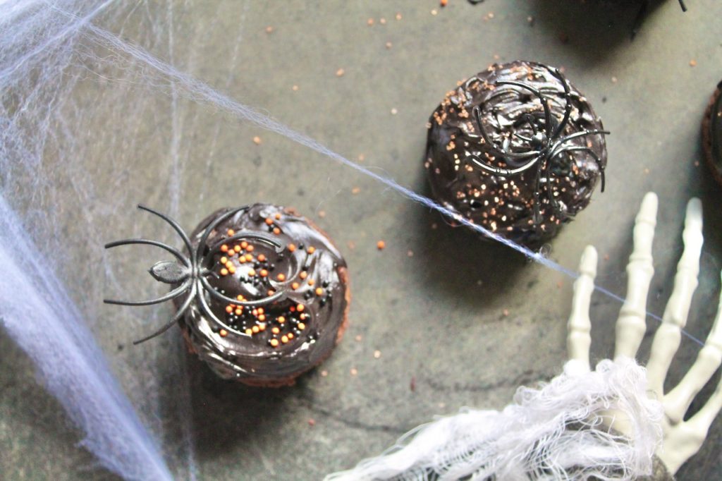decorated festive spider bite brownies