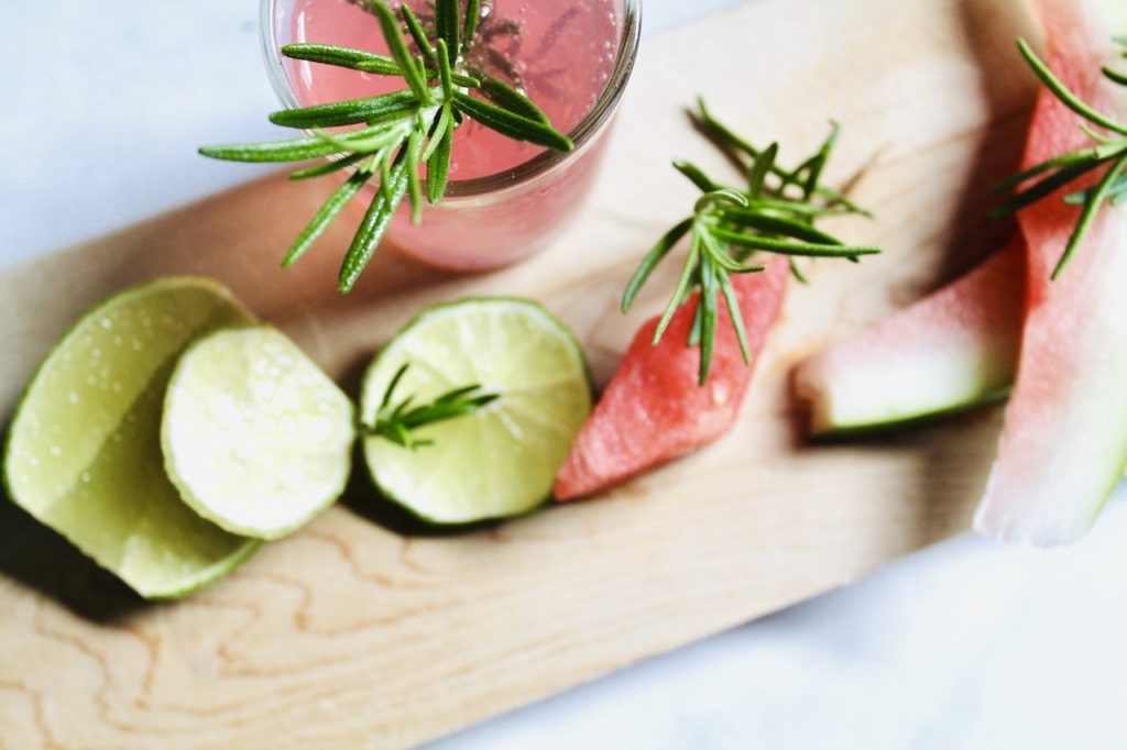 watermelon rosemary and lime for a cocktail
