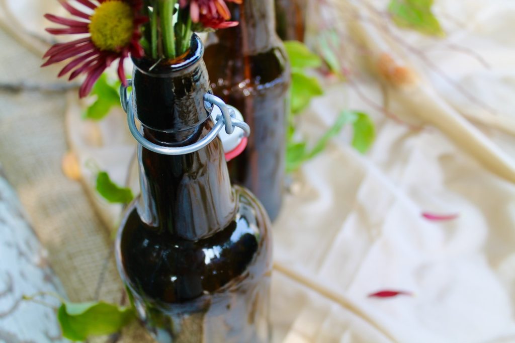 beer bottle flower arrangements