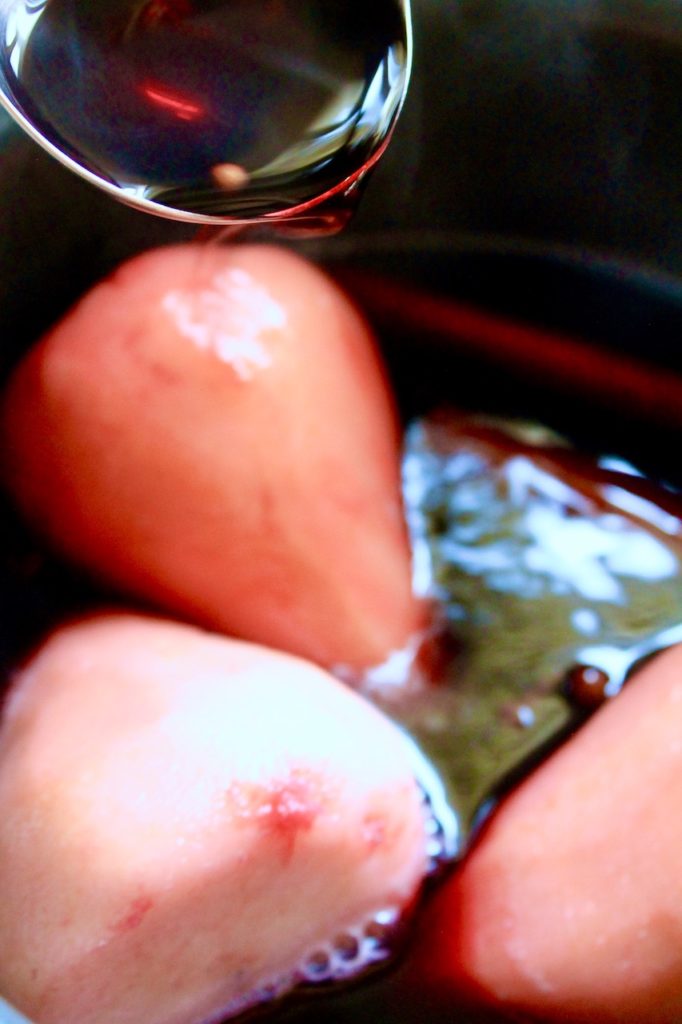 pears in poaching liquid