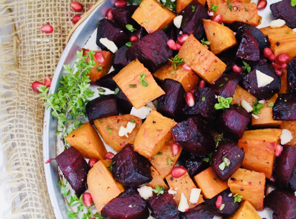 roasted yam and beet salad