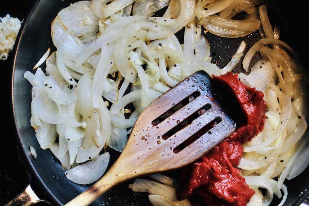 sautéed onions in healthy ground beef casserole