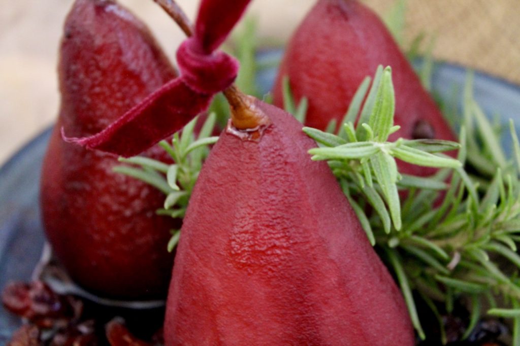 spiced red wine pears