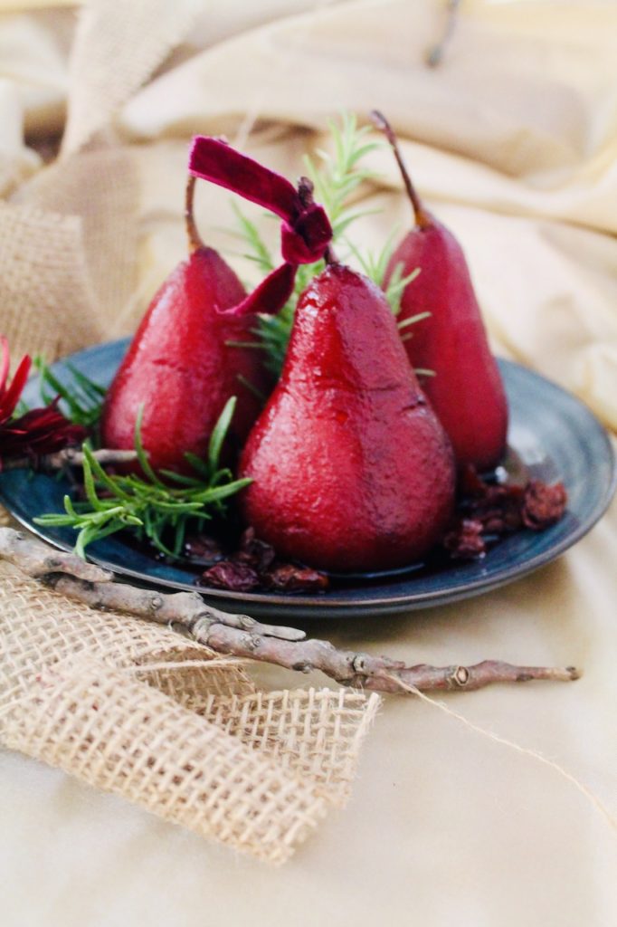 pears poached in red wine