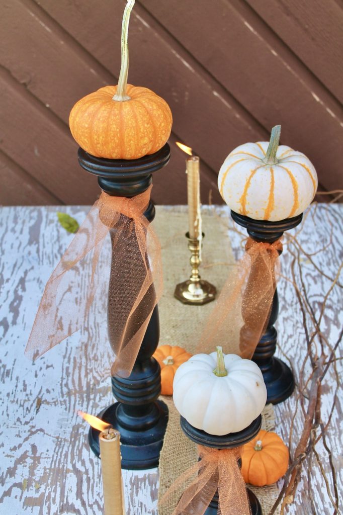 fall table decorations with pumpkins