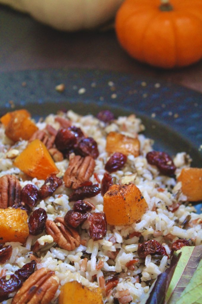 wild rice with roasted butternut squash and pecans