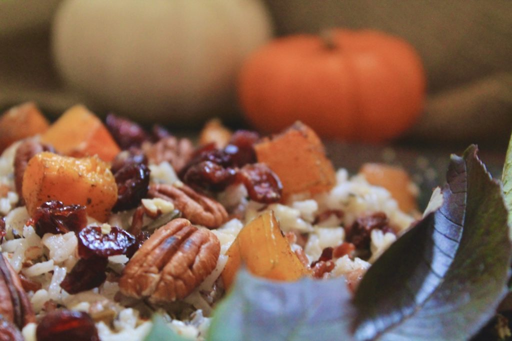 wild rice with butternut squash cranberries and pecans