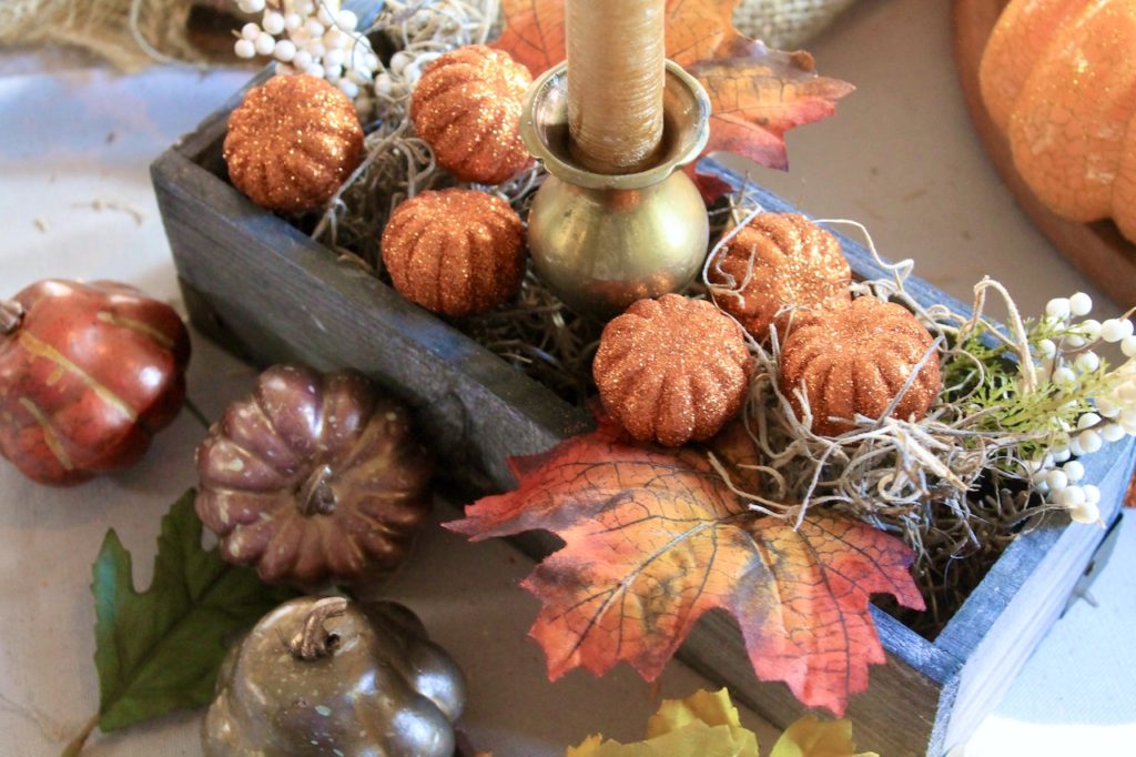rustic box with thanksgiving decor
