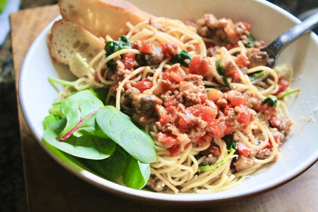 diced tomato ground turkey spaghetti sauce