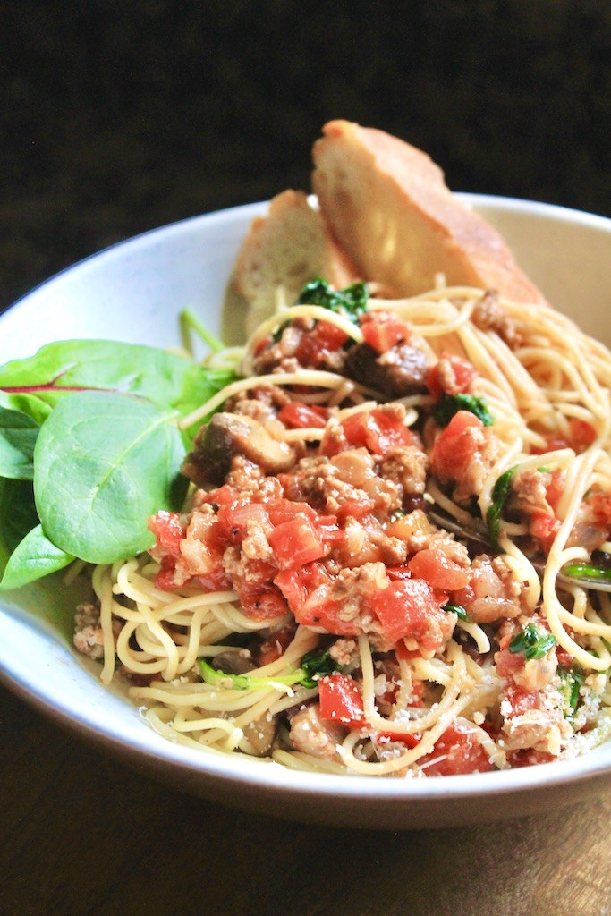 family style ground turkey spaghetti