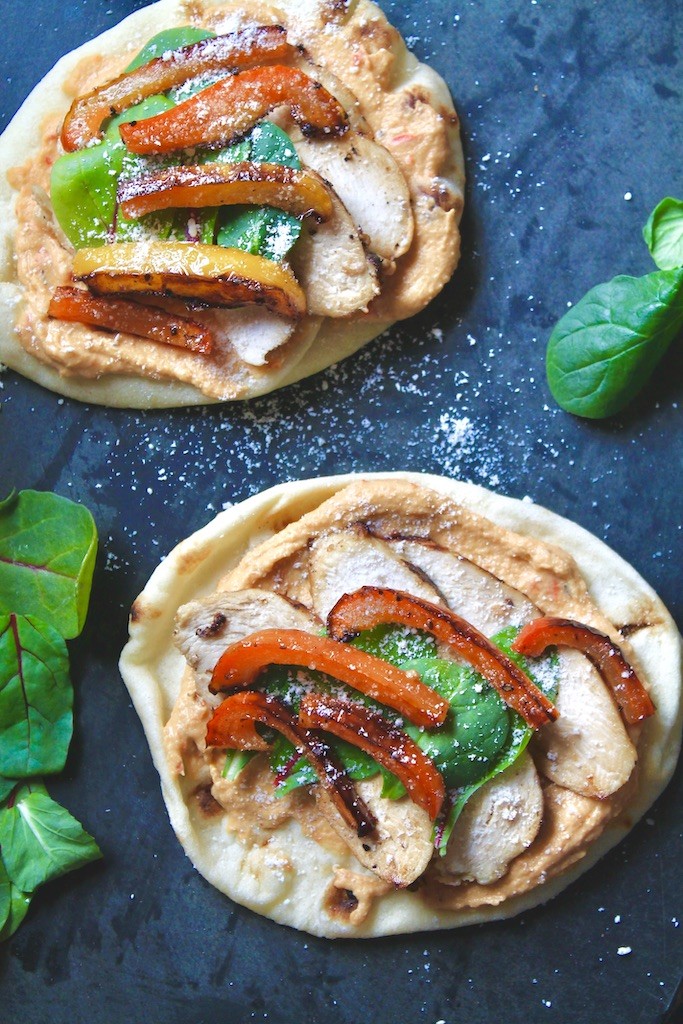 chicken breast hummus naan lunch flatbreads
