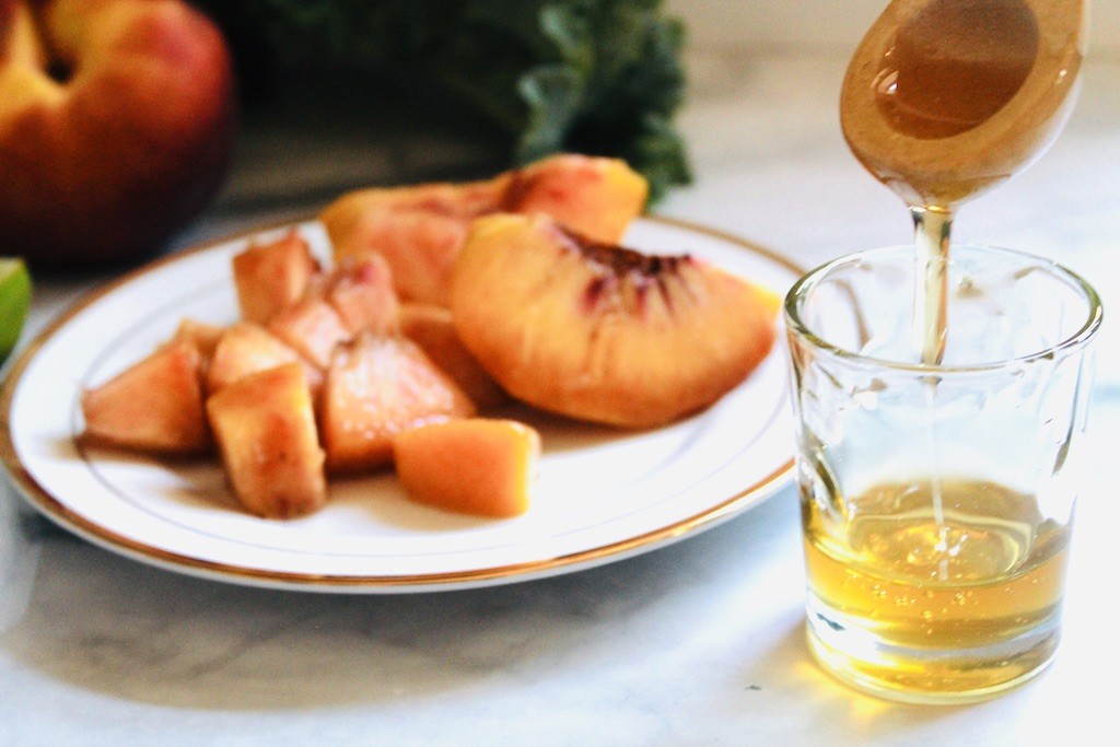 fresh peaches and honey
