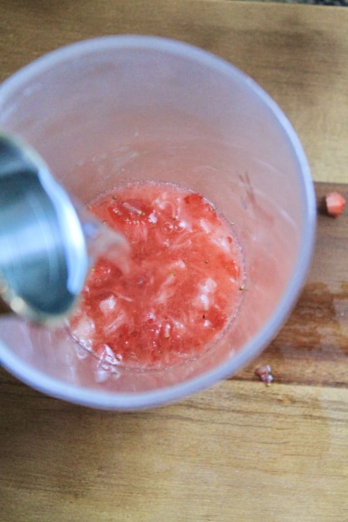 summery strawberry smash rum shots