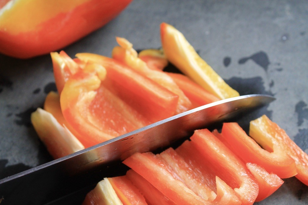 cut bell peppers