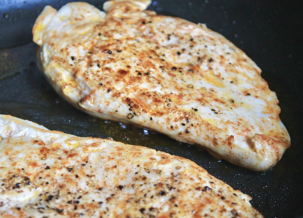 sear chicken breasts in the pan