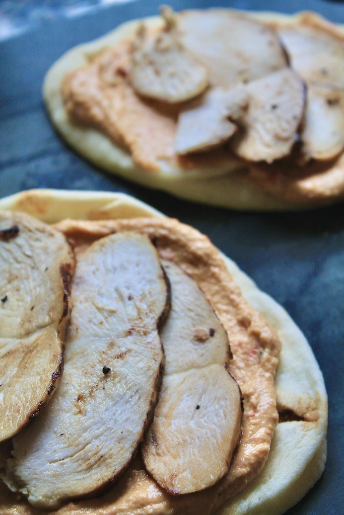 chicken and hummus flatbreads