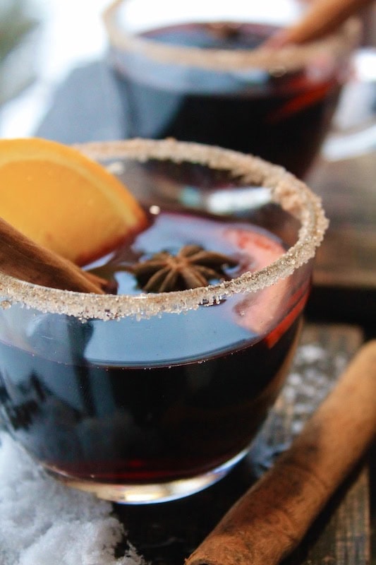 hot mulled spiced wine for a hot festive Christmas drink