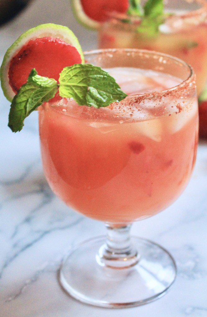 easy mango margarita with strawberries