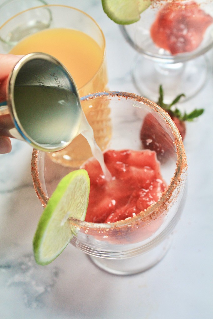 strawberry margarita on the rocks
