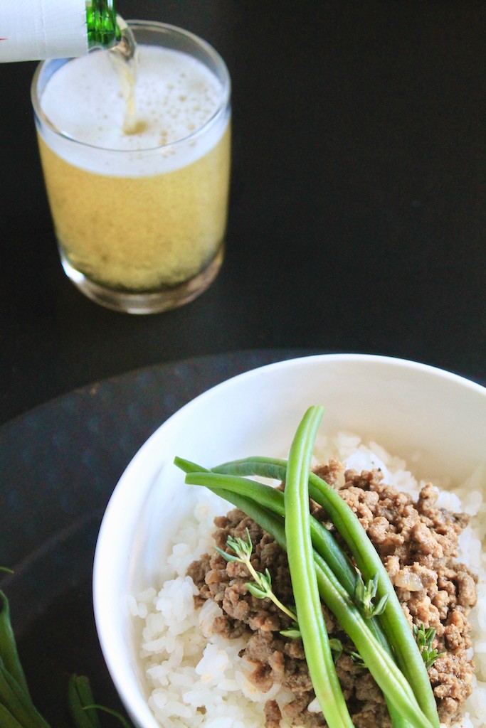 ground beef and green bean bowls
