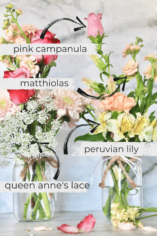 fresh  grocery store flowers to use in your mason jar arrangements