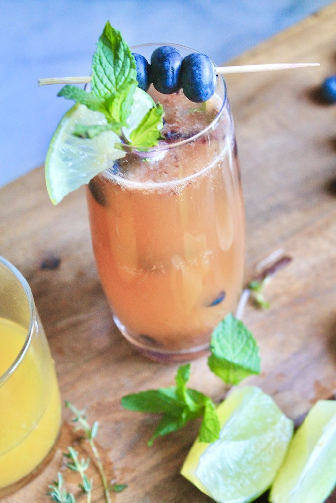 refreshing mango blueberry fizz
