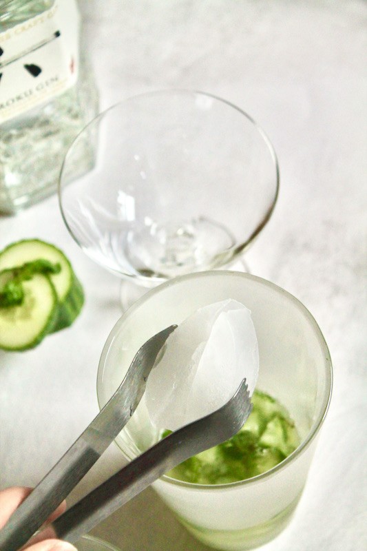 add ice to cocktail shaker