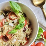 easy feta cheese and olive orzo salad