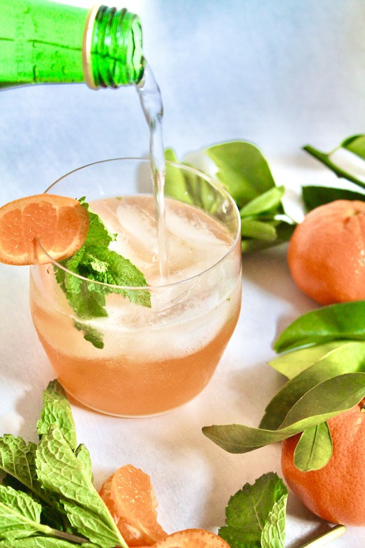 sparkling mandarin bourbon smash