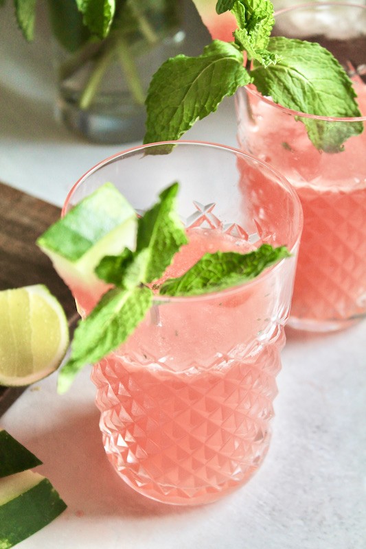 watermelon mint cocktail with gin and lime