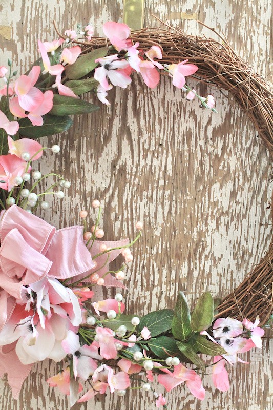 add flowers to your diy wreath and little pearls