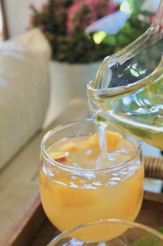 white wine peach sangria with vodka