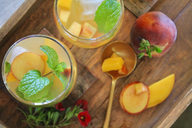 white wine peach sangria with vodka