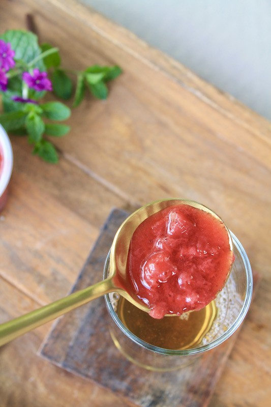 iced tea with strawberry puree