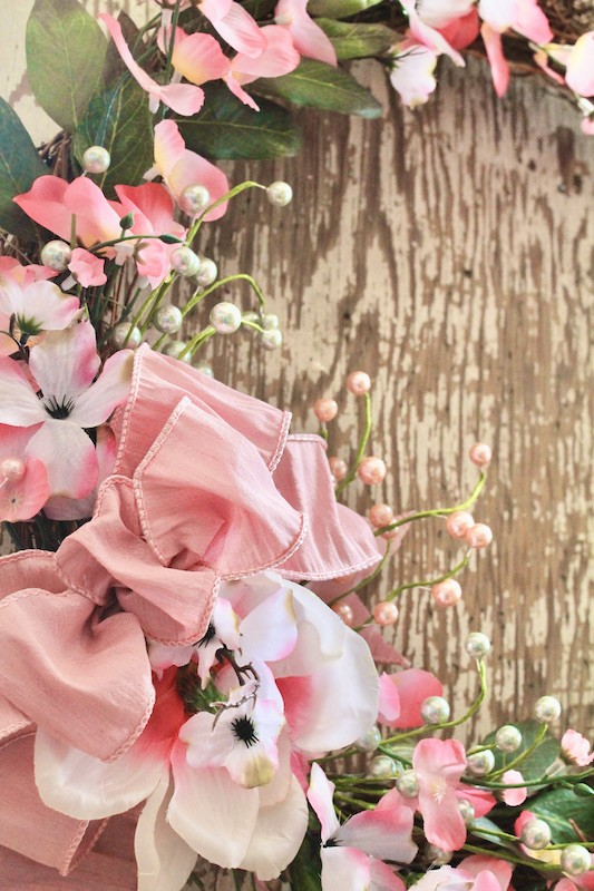 easy pink flower wreath