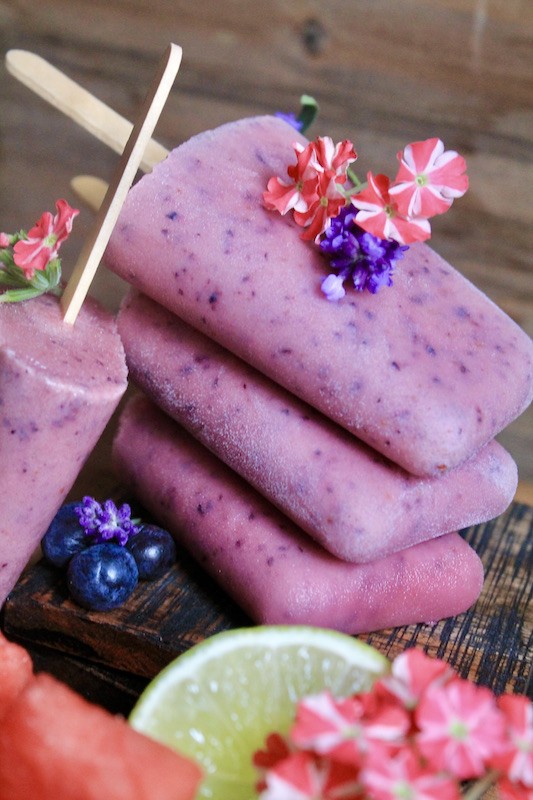 cool watermelon blueberry ice pops
