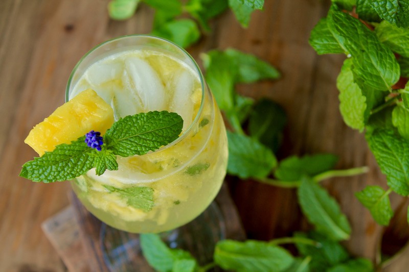 ripe pineapple smash wine spritzer cocktail
