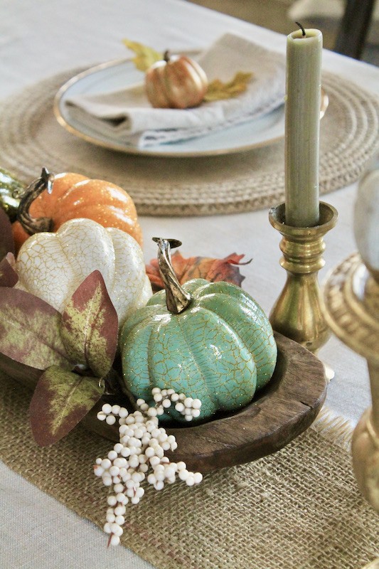 fall pumpkin dough bowl decor ideas