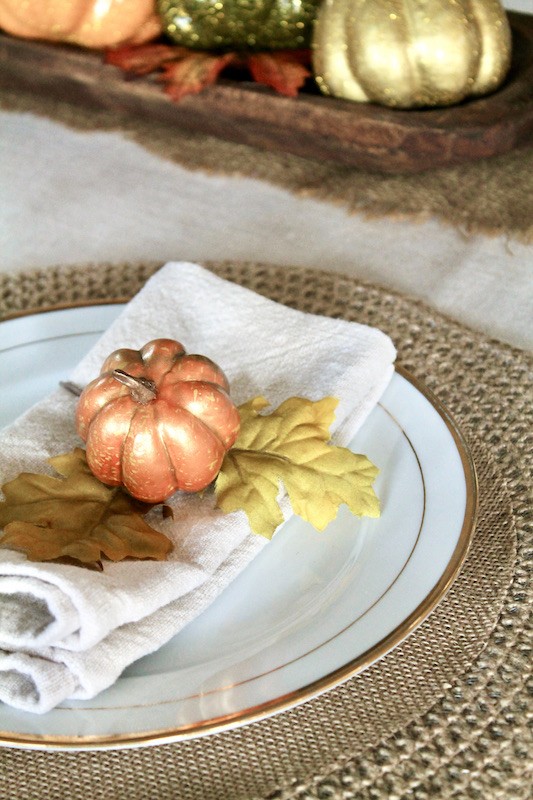 pumpkin and fall leave place setting