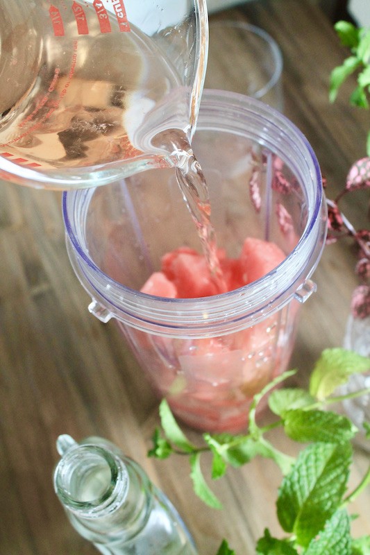 add a cup of rose wine to the blender to make your frozen frose drink