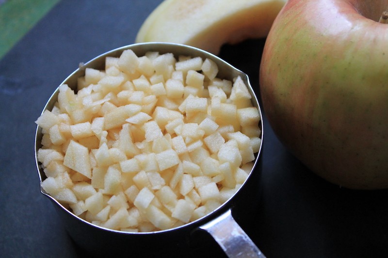 add diced apple to batter