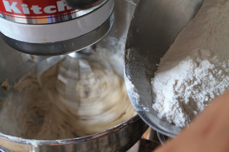 add dry ingredients to apple quick bread