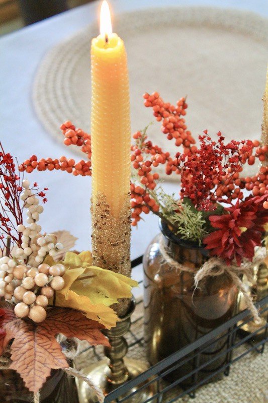 taper candles and thanksgiving table decor ideas