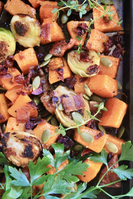 Bacon Cranberry Brussels Sprouts And Butternut Squash